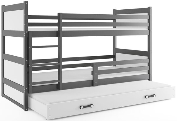 Patrová postel FIONA 3 COLOR + matrace + rošt ZDARMA, 80x160 cm, grafit, bílá