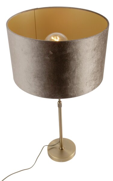 Stolní lampa bronzová se sametovým stínidlem hnědá 35cm - Parte