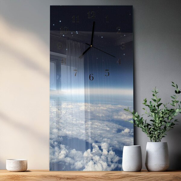 Skleněné hodiny vertikální Vesmír Země zsppc-30x60-00174134