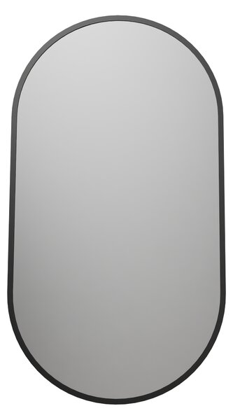 LED osvětlené zrcadlo 8144-2.0 oválné včetně vyhřívání zrcadla a nastavení teplého/studeného světla - černý rám - volitelná velikost