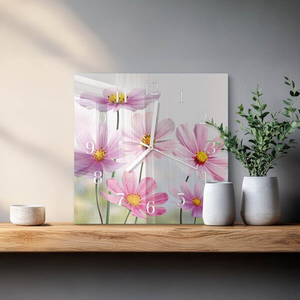 Skleněné hodiny Květiny zskb-30x30-00083893