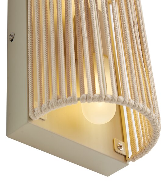 Japandi nástěnná lampa béžová s lanem IP44 - Jayla