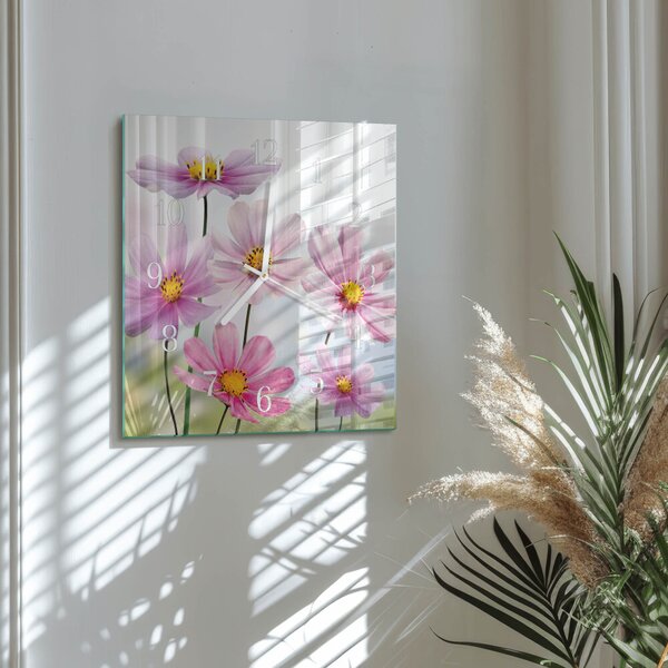 Skleněné hodiny Květiny zskb-30x30-00083893