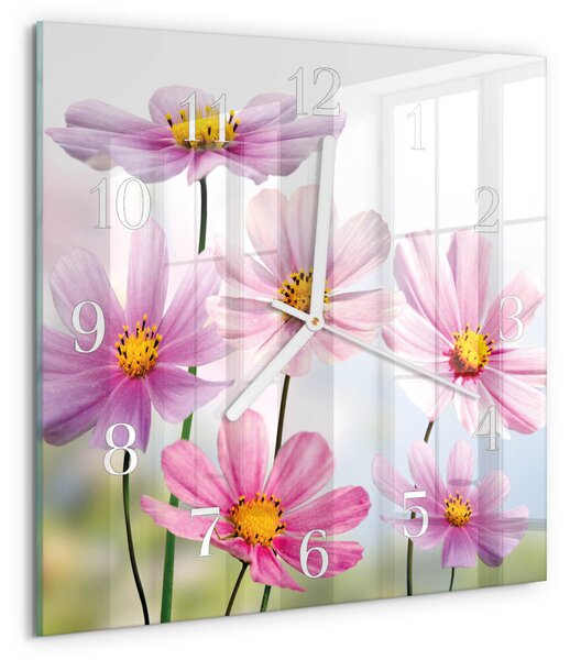 Skleněné hodiny Květiny zskb-30x30-00083893