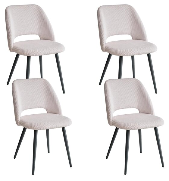 Jídelní židle potažené látkou s texturou ribfleku, s pohodlným polstrováním a ergonomickým designem pro jídelnu