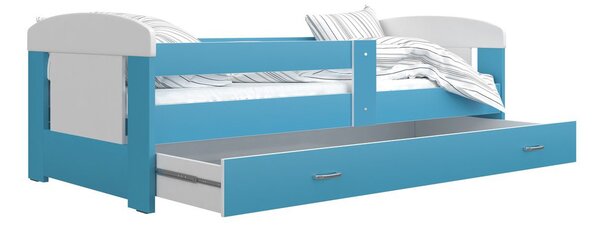 Dětská postel JAKUB P1 COLOR, 80x160, včetně ÚP, bílý/modrý