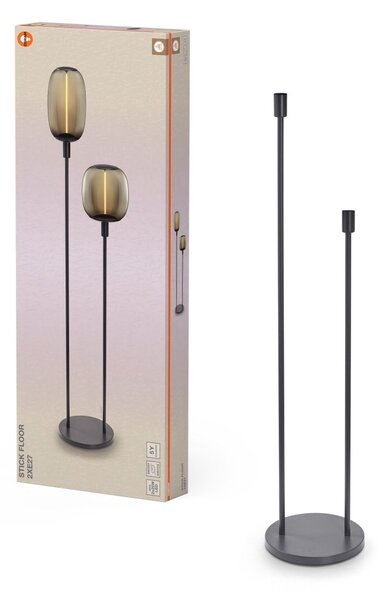 Dekorativní šedá stojací lampa 2XE27
