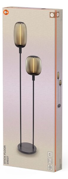 Dekorativní šedá stojací lampa 2XE27