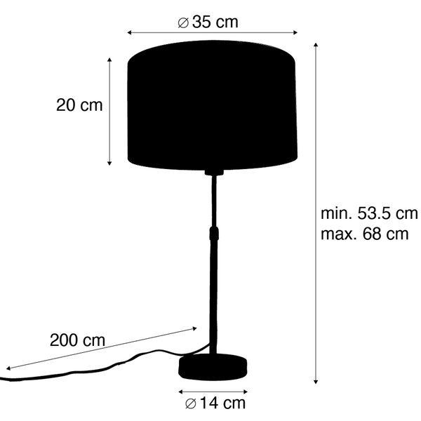 Stolní lampa bronzová se sametovým stínidlem bronzová 35cm - Parte