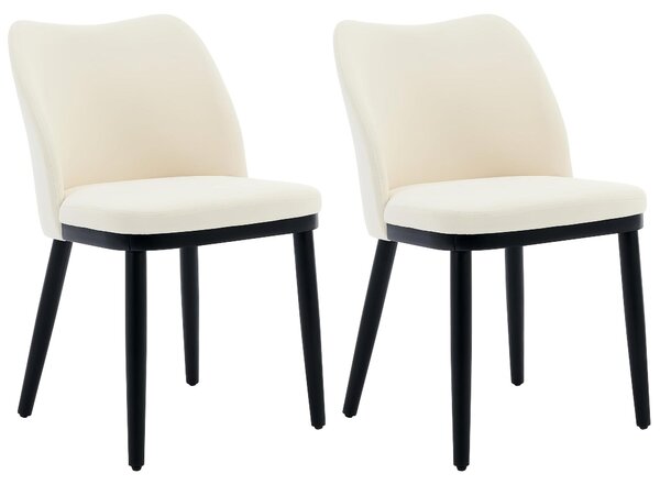 Jídelní židle - Židle - Bistro židle - Kuchyňské židle - Designové židle - Sada 2 kusů, bílé s černými nohami