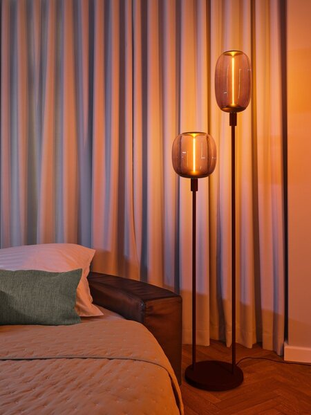 Dekorativní šedá stojací lampa 2XE27