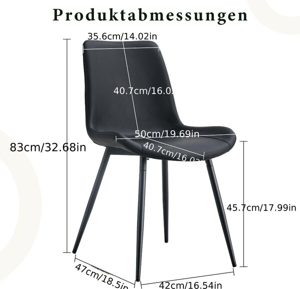 Sada čtyř moderních jídelních židlí s prodyšnou látkovou sedací částí a robustními kovovými nohami