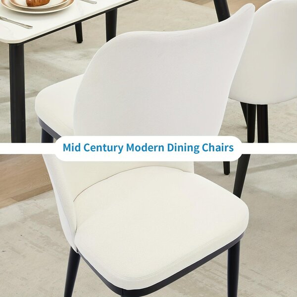 Jídelní židle - Židle - Bistro židle - Kuchyňské židle - Designové židle - Sada 2 kusů, bílé s černými nohami