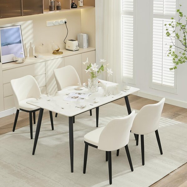 Jídelní židle - Židle - Bistro židle - Kuchyňské židle - Designové židle - Sada 2 kusů, bílé s černými nohami