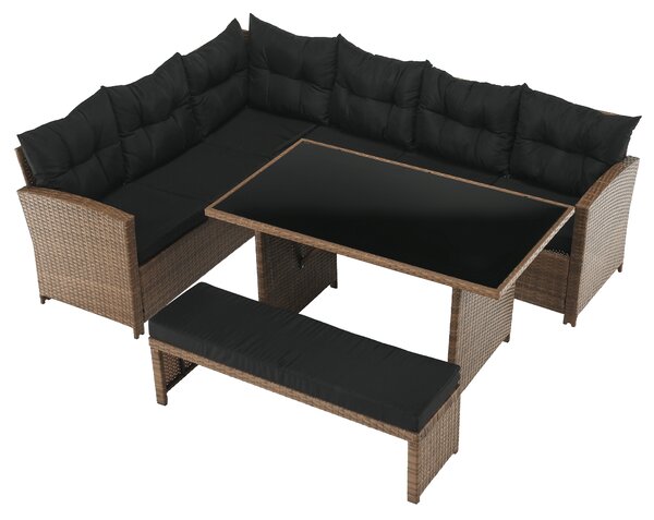 KONDELA Zahradní ratanový set, světle hnědá/černá, MADUL