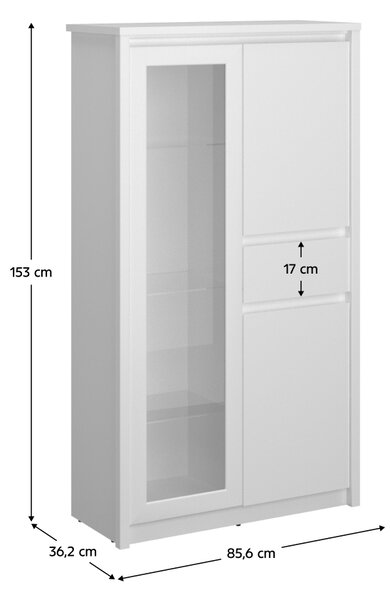 KONDELA Nízká vitrína 2D1W1S, bílá, ERODIN