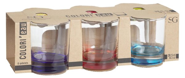 Skleněná sklenice na vodu Color 300 ml sada 6ks