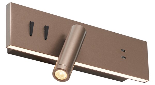 Sada 2 moderních nástěnných svítidel tmavě bronzová nastavitelná s USB-C vč. LED - Modric
