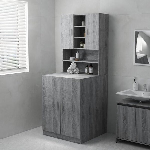 Skříňka pod pračku a skříňka nad pračku – Imitace dub sonoma – materiál: dřevo – rozměry: 71 x 71,5 x 91,5 cm