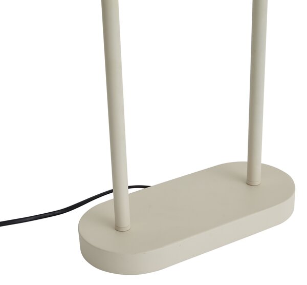 Stojací lampa béžová s oválným bílým lněným stínidlem 35 cm - Thijmen