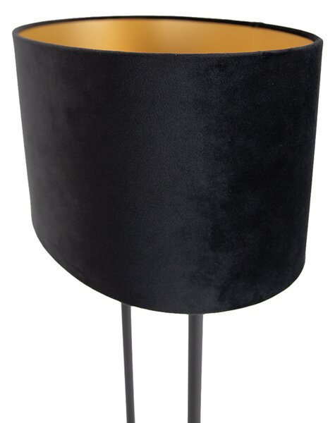 Stolní lampa černá s černým oválným stínidlem 35 cm - Thijmen