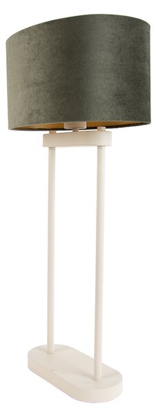 Stolní lampa béžová se zeleným oválným stínidlem a zlatým interiérem 35cm - Thijmen