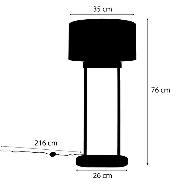 Stojací lampa béžová s oválným bílým lněným stínidlem 35 cm - Thijmen