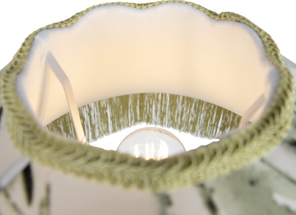 Stojací lampa černá s květinovým stínidlem a bílým vnitřkem 45 cm - Classico