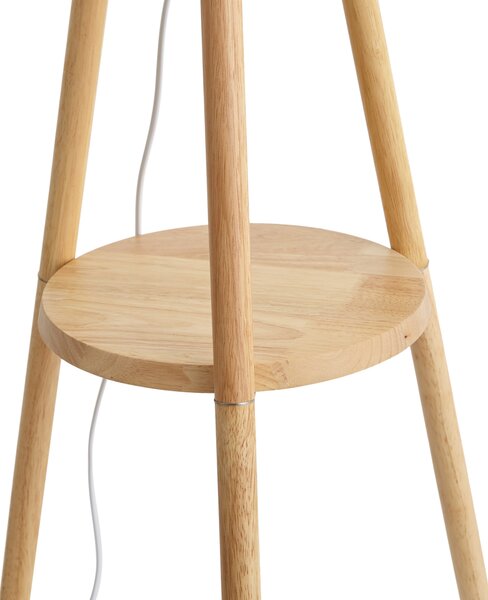 Dřevěná stojací lampa s trojnožkou a zeleným stínidlem 50 cm - Lou