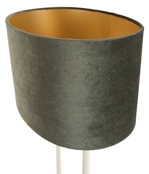 Stolní lampa béžová se zeleným oválným stínidlem a zlatým interiérem 35cm - Thijmen