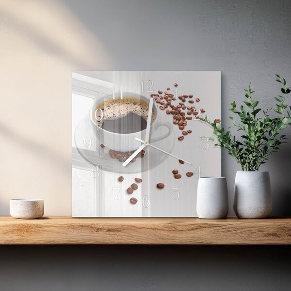 Skleněné hodiny Káva zskb-30x30-00059288