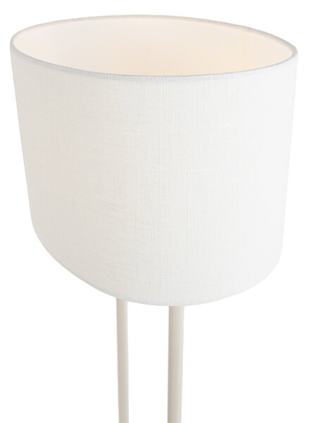 Stojací lampa béžová s oválným bílým lněným stínidlem 35 cm - Thijmen