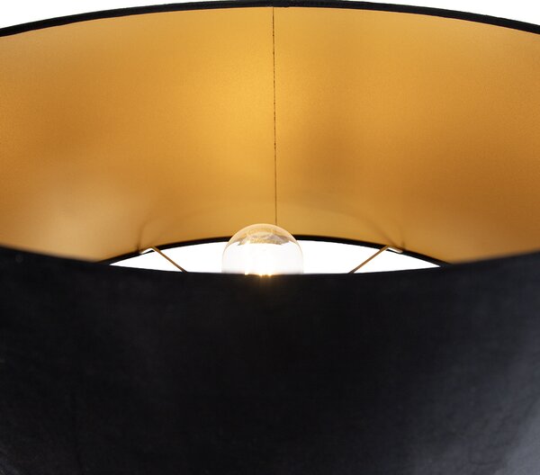 Stojací lampa černá s černým oválným stínidlem 50 cm - Thijmen
