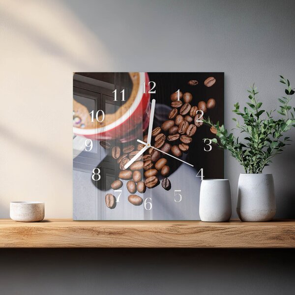 Skleněné hodiny Šálek kávy zskb-30x30-00094723