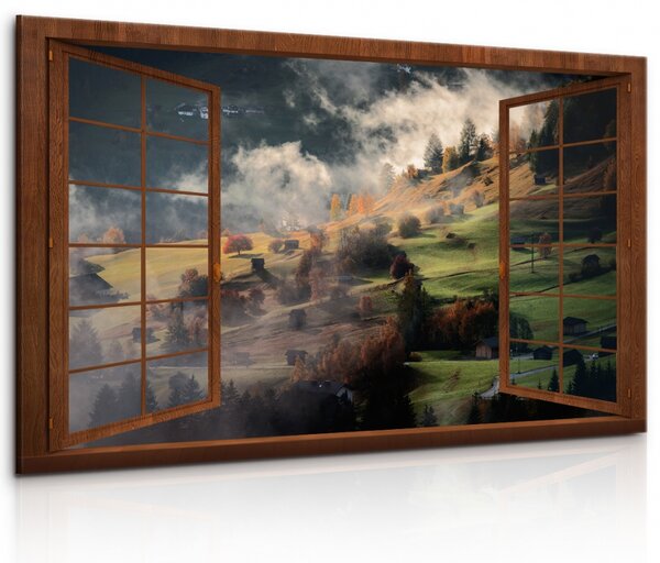 Malvis Okno s výhledem do hor Velikost: 90x60 cm