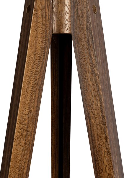 Stojací lampa Tripod Classic z ořechového dřeva s hnědým a béžovým pruhovaným stínidlem 50 cm