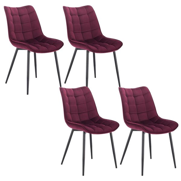 Jídelní židle - Židle - Židle s potahem imitujícím kůži - Kovové nohy - Ergonomický design - Protiskluzové podložky na nohou
