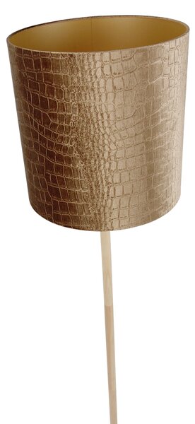 Dřevěná stojací lampa se sametovým stínidlem s krokodýlím vzorem 40 cm - Mels