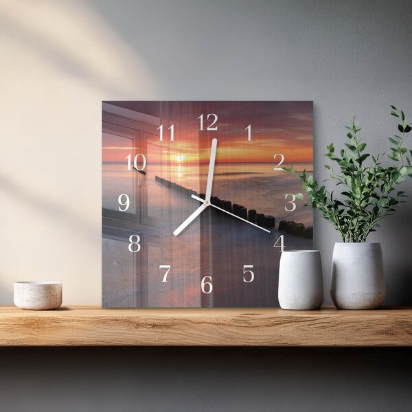 Skleněné hodiny Slunce moře zskb-30x30-00080879