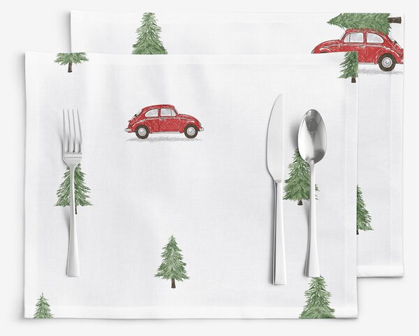 Goldea vánoční prostírání na stůl 100% bavlněné plátno - cesta pro stromeček - sada 2ks 30 x 40 cm