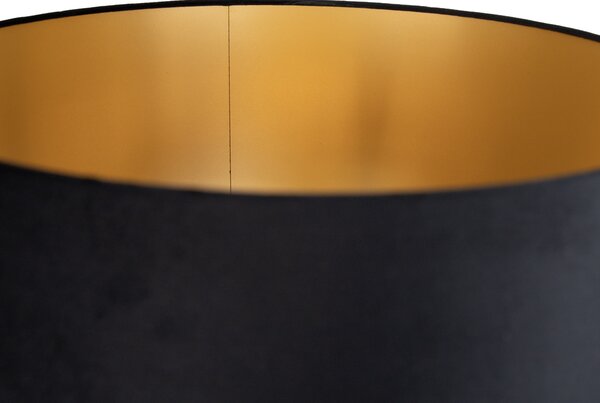 Stojací lampa zlatá s černým stínidlem a zlatým vnitřkem 50 cm - Linden