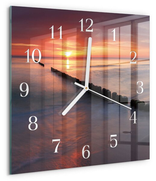 Skleněné hodiny Slunce moře zskb-30x30-00080879