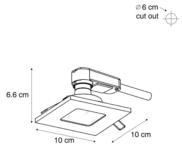Sada 6 moderních zapuštěných bodových svítidel Gunmetal Square IP44 - Qure