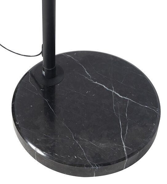 Stojací lampa černá s hnědým a béžovým pruhovaným stínidlem 50 cm - XXL