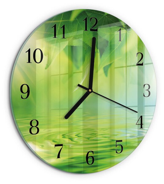 Skleněné nástěnné hodiny Listy zsoc-fi30-00170975