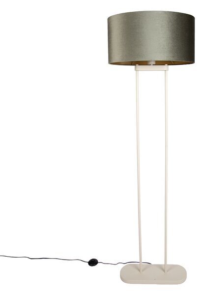Stojací lampa béžová se zeleným oválným stínidlem a zlatým vnitřkem 50 cm - Thijmen