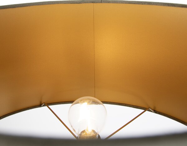 Stojací lampa béžová se zeleným oválným stínidlem a zlatým vnitřkem 50 cm - Thijmen
