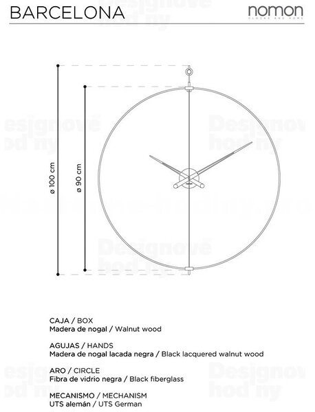 Designové nástěnné hodiny Nomon Barcelona N 100cm