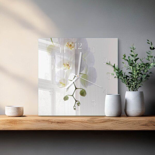 Skleněné hodiny Orchidej zskb-30x30-00082778