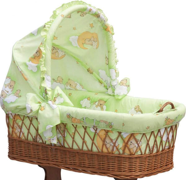 Proutěný košík na miminko s boudičkou Scarlett Mráček - zelená Mdum
